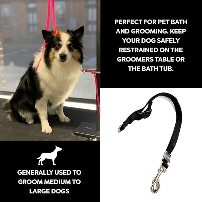 Groomers Helper® 5/8" Professional Loop - Pet Grooming Safety Loop for Dog Bathing, Dog Grooming & Trimming (Black)