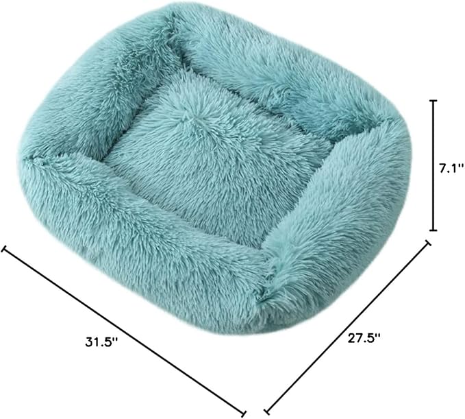 La La Pet® Donut Dog Cat Bed Cozy Cave Pet Bed Burrow Dog Bed Calming Cuddler Self-Warming Pet Bed Soft Plush Pet Cushion Improved Sleep for Cats Small Medium Dogs Blue L
