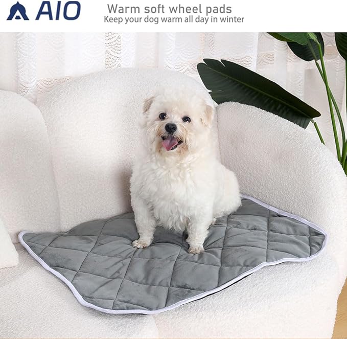 Washable Anti-Slip Kennel Mat for Medium Small Dogs and Cats Kennel pad Crate Pad in Winter Heated Cat Bed Self Warming Non-Electric Pet Warming Pad Gray 19.69 * 27.56inch