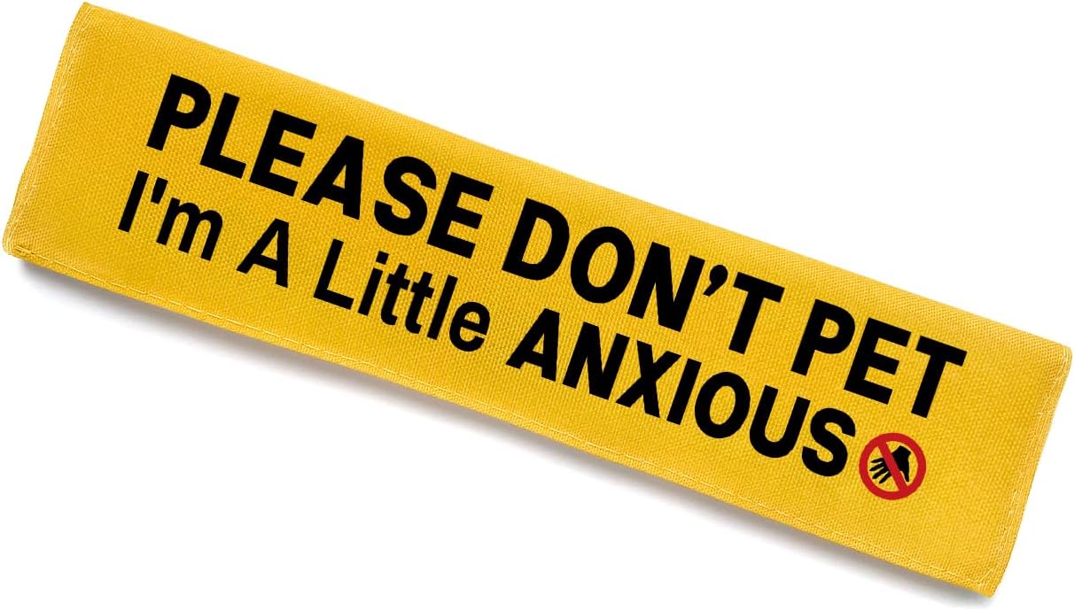 Please Don't Pet I'm Anxious Dog Leash Wrap - Funny Yellow Alert Velcro Sleeve, Do Not Pet Velcro Patch, Dog Owner Birthday Gift