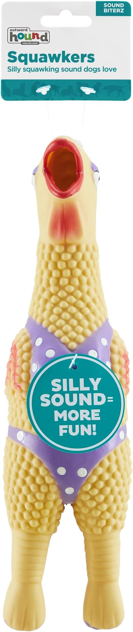 Outward Hound by Charming Pet Squawkers Henrietta Latex Squeaky Rubber Chicken Dog Toy, Funny Interactive Holiday Toy for Dogs, Small Size