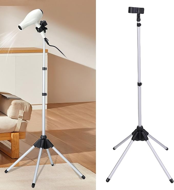 ZJchao Hands Hair Dryer Stand with Sturdy Quadpod Base Lightweight Holder for Home Salon Pet Grooming