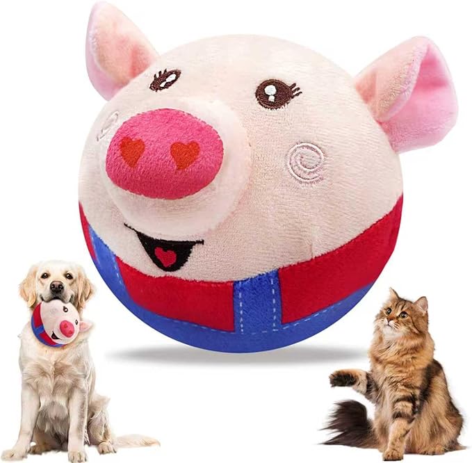Interactive Dog Toys, Squeaky Dog Toys with Jumping Wiggling, Rechargeable Chew Dog Toy for Small/Medium/Large Dogs to Keep Them Busy
