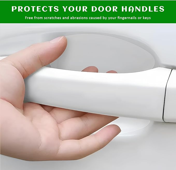 8PCS Car Door Handle Protector, Anti-Scratch Transparent Car Doors Bowl Covers Paint Guard Stickers, Waterproof Clear Self-Adhesive Door Cup Protective Film for Most Vehicles