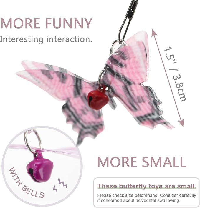 SONGWAY Cat Butterfly Toy Replacement - 10 Pieces Mini Butterfly Cat Toys Replacement, Teaser Wand Toy Attachments, Insect Cat Toys Accessories Parts
