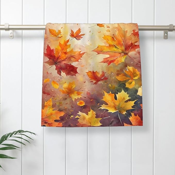 Fall Kitchen Towels Autumn Maple Leaf Dish Towel 16×24 Inch Soft Absorbent Farmhouse Thanksgiving Hand Cloths for Kitchen Drying Decore Set of 2