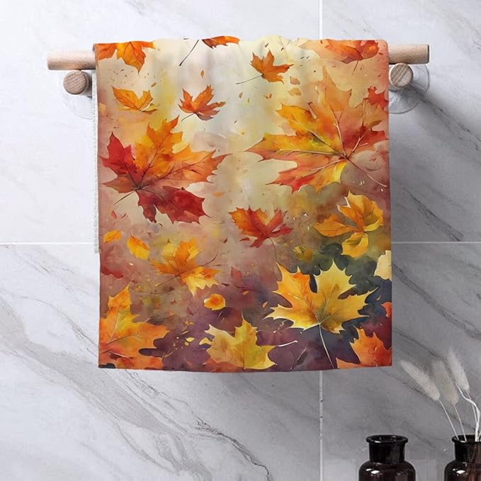 Fall Kitchen Towels Autumn Maple Leaf Dish Towel 16×24 Inch Soft Absorbent Farmhouse Thanksgiving Hand Cloths for Kitchen Drying Decore Set of 2