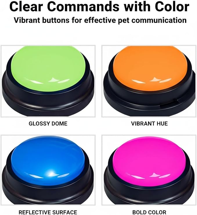 4 Pcs Dog Talking Buttons for Training, Recordable Pet Communication Sound Buzzers, Easy Voice Commands, 3.1 in