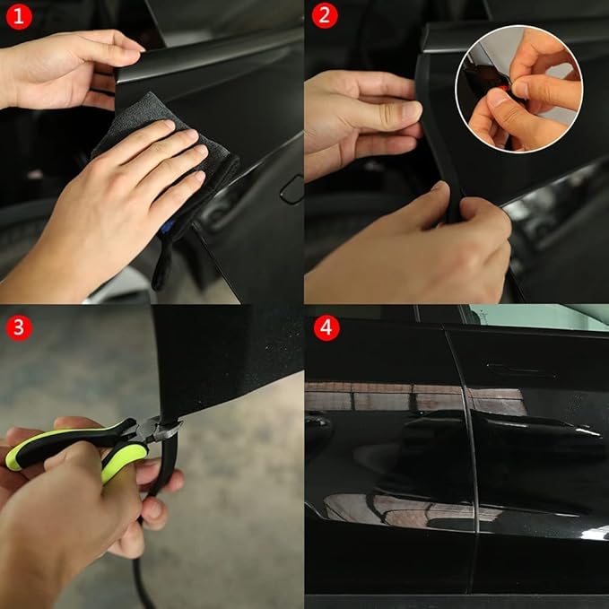 Winunite 65.6ft (20m) Car Door Edge Guards Black – Self-Adhesive PVC, U-Shaped, Fits Most Vehicles, Fade-Resistant, Scratch- and Chip-Resistant – Reduces Dings in Parking Lots