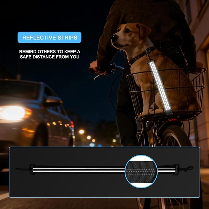 Dog Seat Belt for Bike Basket, Retractable Bicycle Dog Seatbelt, Elastic Pet Safety Leash Harness for Cat, Dog Leash Extension Attachment Shock Absorbing Lead Extension Absorber (Orange)
