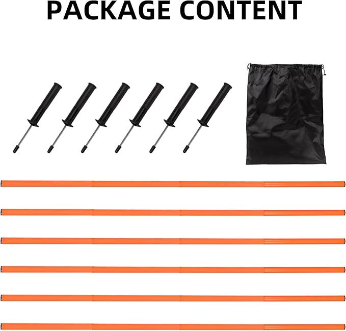 5FT Agility Training Poles for Soccer,Basketball,Football,Dog,Horse Training-Adjustable Speed and Agility Training Equipment Sports Training Sticks with Ground Spring Nails and Storage Bag
