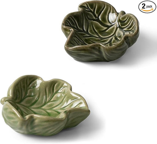 Hamster Food Bowl, 2 Packs Ceramic Leaf Hamster Bowls Guinea Pig Food Dish Water Bowls for Gerbil Mouse Chinchilla Hedgehog