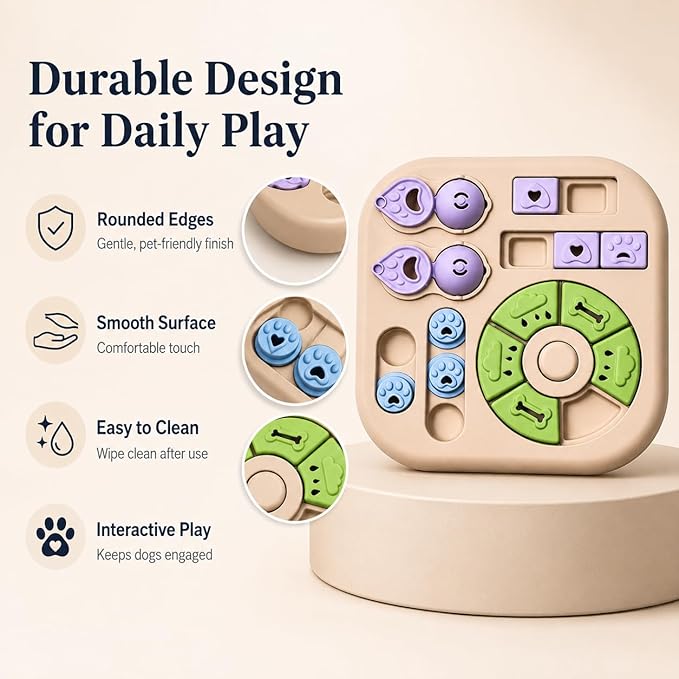 Tee Shirt Galaxy Interactive Dog Treat Puzzle Toys Durable, Dog Puzzle Toy IQ Training Slow Feeder for Large Medium Small Dogs, Squeak Enrichment & Mental Stimulation,Khaki