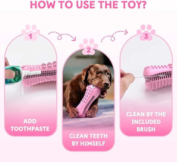 Dog Toys for Aggressive Chewers, Indestructible Dog Chew Toys for Medium Large Breed, Interactive Tough Dog Squeaky Toys to Keep Them Busy, Natural Rubber Durable Dog Toothbrush Teeth Cleaning Toys