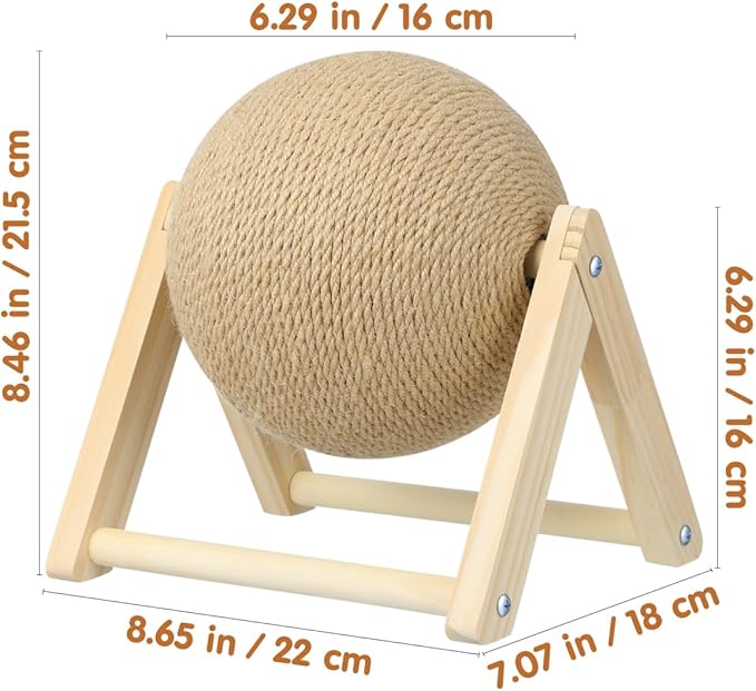 STOBOK Cat Scratcher with Wood Scratching Ball - Cats and Kittens Indoor Toy for Claw Care and Exercise - Round Scratching Board Spinning Ball Interactive Rabbit Pet Supplies for Home and Shops