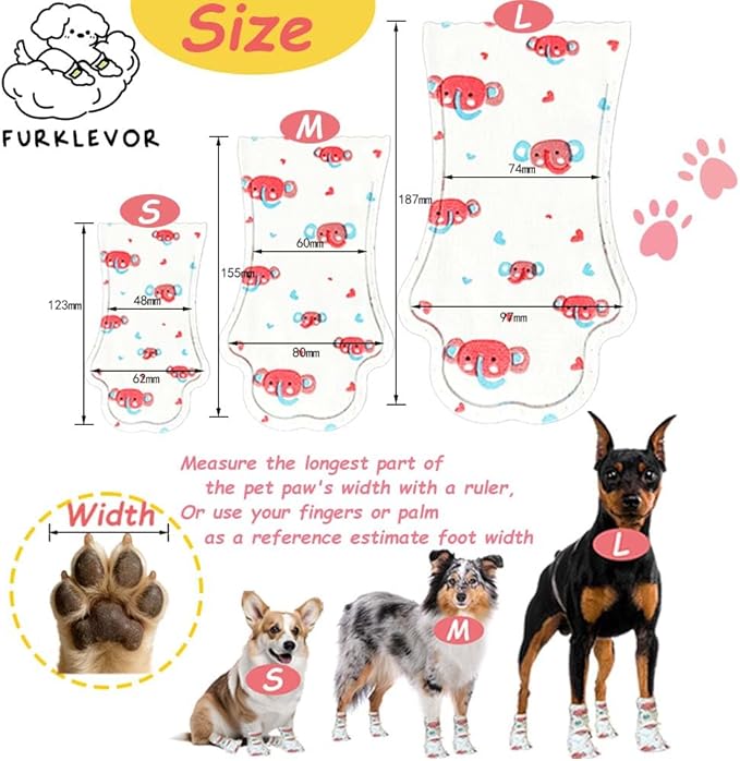 Disposable Dog Booties for Dogs Cats Paw Protector,Waterproof and Breathable with Adjustable Bandage,32Pcs Pet Booties for Small Medium Large Dogs Indoor & Outdoor Use(L,Paw Width:2.57~3.15inches)