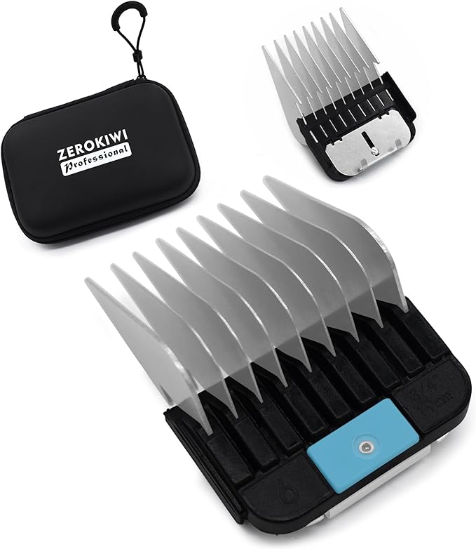 Professional A5-Style Animal Clipper Stainless Steel Color-Coded Snap-on Attachment Guard Guide Comb, 1/8"-1" Compatible with Wahl KM Series Oster A5 Andis Detachable Blade Pet Dog Groomers (#6-3/4")