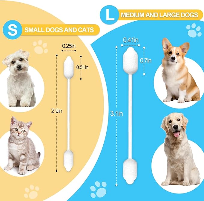 Dog Ear Cleaning Swabs 130pcs – Gourd-Shaped Cotton Tips for Dogs' Ears – Gentle Swabs for Oily-Eared Breeds, Multi-Pet Grooming, Home or Travel Use