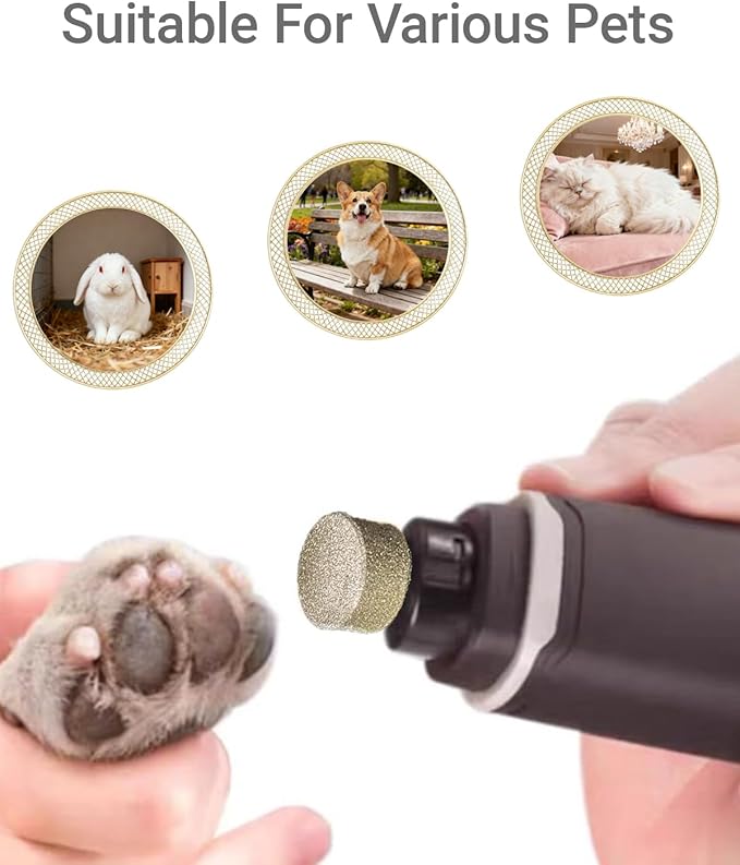 3 Pack Dog Nail Grinder Replacement Head, Pet Nail Grinder Diamond Tip Replacement, Professional Spare Grinding Head for Electric Pet Paw Trimmer Nail Grinder, Dog Claw Smoothing Grinder Bits