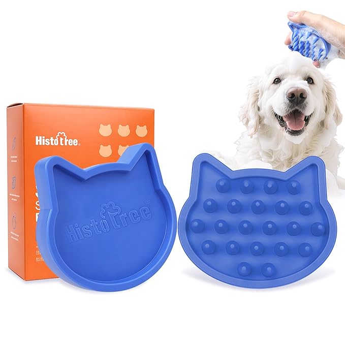 Blue Cat-Shaped Dog Shampoo Brush Dog Washing Brush Massage Bath Brush for Dogs Cats Remove Loose Hair Knots Gentle Pet Grooming Tool Deep Cleansing