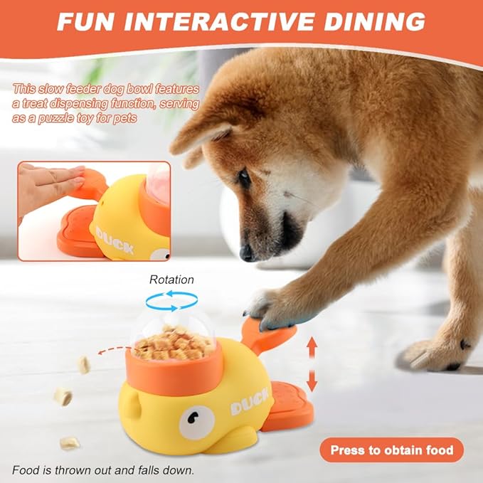 Interactive Dog Puzzle Toy & Slow Feeder, Duck Shape Cat Treat Dispenser for IQ Training, Anti-Gulping to Reduce Bloating, with Anti-Slip Pads for Small Medium Pets