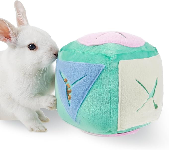Large Rabbit Foraging Toy with Bell, Feeding Ball Toy with Bell for Bunny, Snuffle Ball Treat Dispenser, Washable Puzzle Feed Game Rabbit Toys for Bunnies Boredom