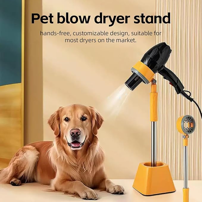 MANON ROSA Pet Hair Dryer Stand with Heavy Base – 360° Rotating Adjustable Hands-Free Dog Blow Drying & Hair Dryer Holder, Height Adjustable Lazy Stand for Dog Cat (White)