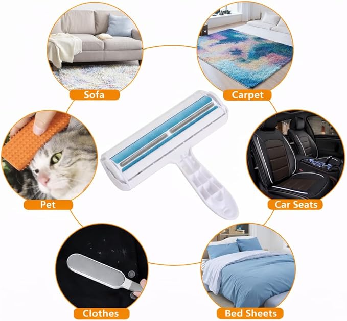 Pet Hair Remover Bundle, Reusable Lint Roller & Pet Hair Remover for Laundry Cat & Dog Fur Remover Set for Laundry Couch, Carpet Bedding & Clothes (Red)