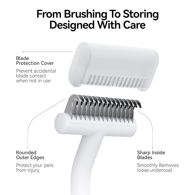 aumuca Undercoat Rake for Dogs & Cats – Deshedder & Grooming Brush – Dog Brush & Cat Brush for Long or Short Hair – Dematting Comb for Matted Fur, Kitten, Puppy, Rabbit, Horse