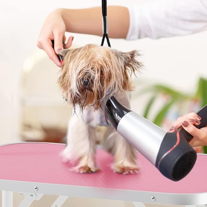 Topeakmart Foldable Portable Pet Grooming Table - 36in Professional Dog Cat Trimming Table w/Adjustable Arm & 2 Nooses, Maximum Capacity Up to 220lbs