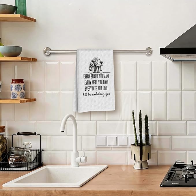 Funny Bloodhound Kitchen Towels 24x14 Inch, Bloodhound Gifts for Woman Mom, Reusable Microfiber Hand Towels for Kitchen Bathroom Decor, Waffle Weave Absorbent Dish Towel Tea Towel, Dog Lover Gifts