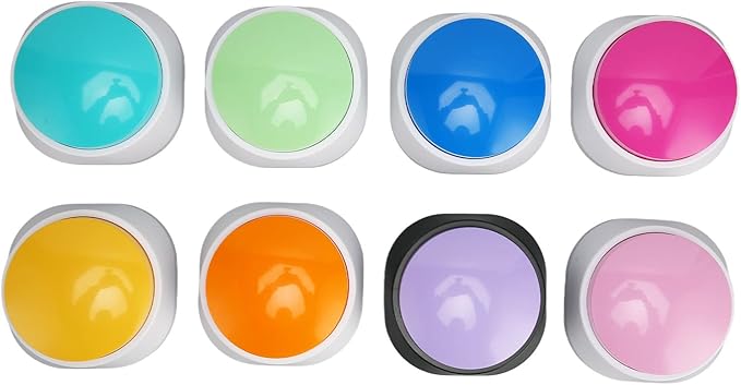 Focket Dog Talking Buttons, 30-Second Voice Recording Clear Sound Recordable Pet Buttons, Pet Training Buzzers with 8-Color Set for Dog and Cat Communication Training Starter Pack Easy