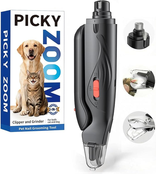 2-in-1 Dog & Cat Nail Clippers and Grinder with Light – Safety Guard to Avoid Overcutting, Sharp Blade, Painless Quiet Pet Nail Claw Trimmers, Professional Grooming Tool for Large Small Pets
