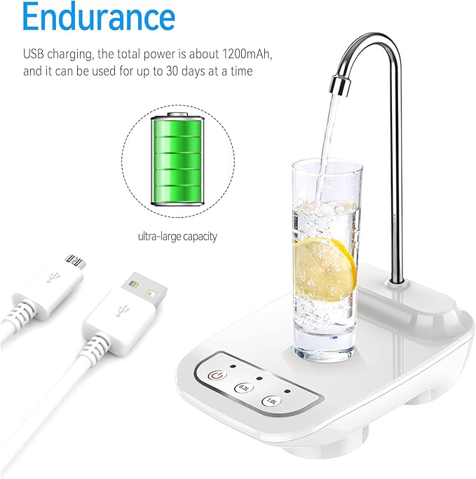 Drinking Water Dispenser Pump, Automatic Electric Drinking Water Bottle Pump for 1-5 Gallon Water Jugs…, White