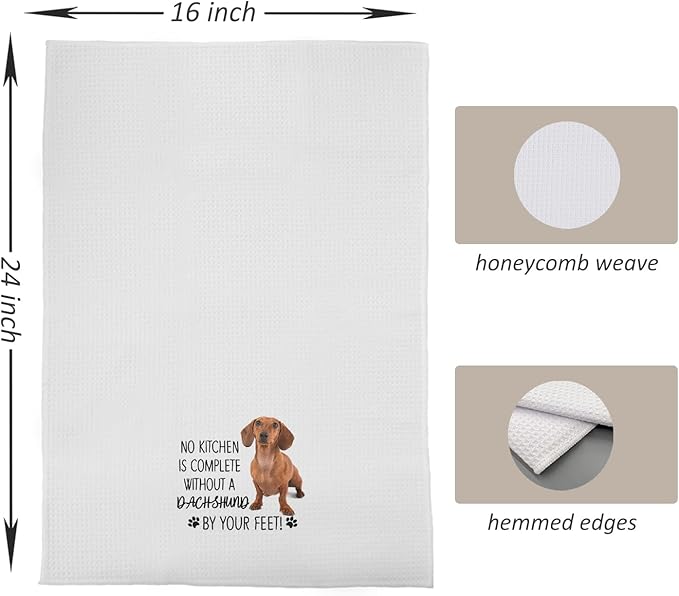 Dachshund Kitchen Towels - Dachshund Gifts for Women Dachshund Lovers, Wiener Dog Gifts, No Kitchen is Complete Without a Dachshund Dog Dish Towels Hand Towels, 16x24
