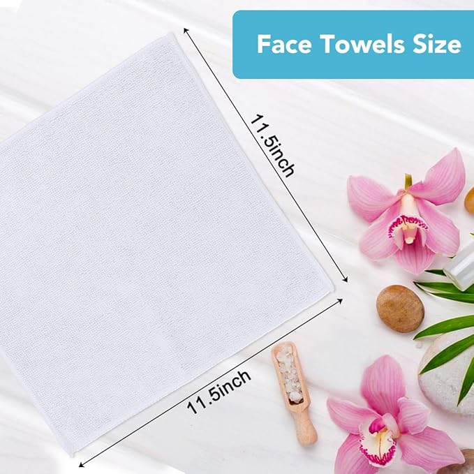 Orighty Microfiber Washcloths 400 Pack, Highly Absorbent and Soft Feel Face Cloths, Multi-Purpose Wash Cloths & Hand Towels for Bathroom, Hotel, Spa, and Gym, 12x12 Inch, White