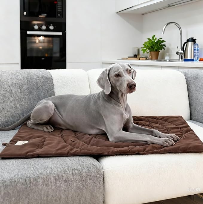 Travel Dog Bed | Camping Dog Bed | 46.46"x26.38" Waterproof Outdoor Dog Mat | Portable Place Mat for Dogs with Handle | Machine Washable | Easy Clean for Outdoor Adventures (Brown, Large)