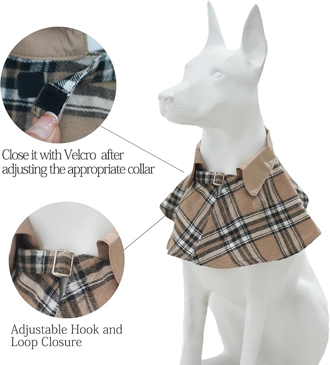 Dog Tuxedo Wedding Suit Shirt with Bow Tie, Formal Outfit Tux Attire for Puppy Small Medium Dogs Cats Costume (Khaki Scarf, Small)