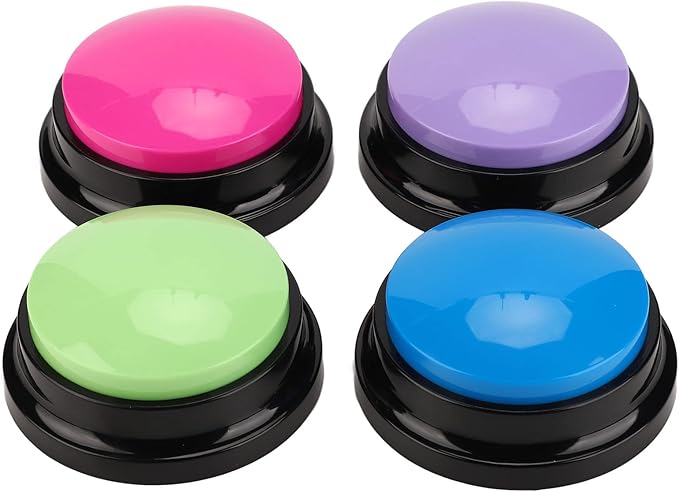 YOUTHINK Smart Record Talking Buttons, Easy to Use, Clear Recording, 4pcs Dog Communication Buttons for Promoting Pet Communication, PurpleGreenPinkBlue