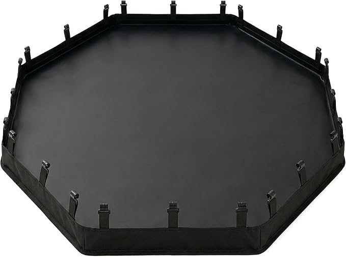 PJYuCien 2-in-1 Octagonal Dog Playpen Pad, 24" Side Waterproof Bottom Liner Escape-Proof Top Cover, 600D Oxford with Snap Hooks for Puppy Small Animals, Black