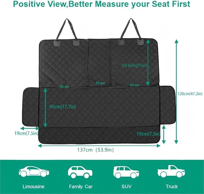 ANOSOSPECIAL Dog Car Seat Cover for Back Seat Cover,Non Stick Fur Rear Seat Protector for Pet,Nonslip Waterproof Durable Universal Fit Interior Backseat Covers for Auto Van SUV