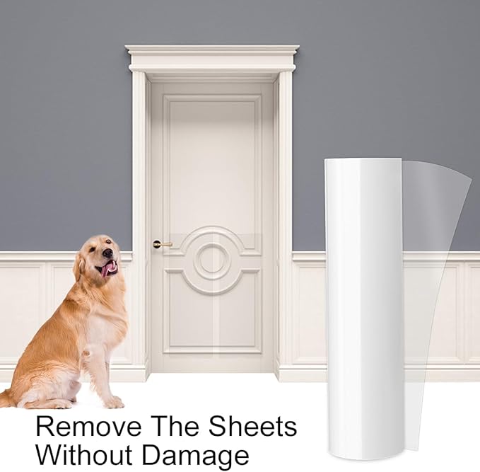 KEBE Door Scratch Protector, Clear Premium Furniture Guard, 196 x 8.4 Inch Cat Dog Scratch Shield Protector, Durable Anti-Scratch Vinyl Door Cover Protects Walls & Furniture