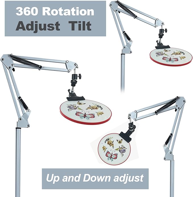 Embroidery Hoop Stand,Rotate Hand Embroidery Floor Stand Embroidery Hoop Holder Stand Can Move Freely Hand Embroidery Stand Floor Cross Stitch Hoop Stand Suitable for