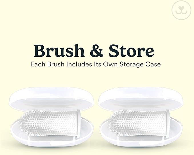 Jasper Dog Toothbrush, 360 Degree Dog Tooth Brushing Kit, Cat Toothbrush, Canine Dental Care & Teeth Cleaning Kit, Pet Finger Tooth Brush, Use with Pet Toothpaste, 2-Pack Clear