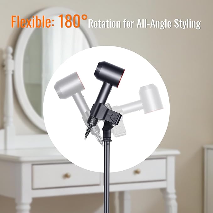 INNOLIFE 59 inch Hands Free Hair Dryer Stand Holder - Adjustable Height & Rotatable Floor Blow Dryer Stand for Salon and Home Use