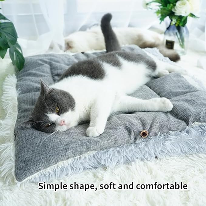 Cat Beds Small Dog Bed, Self Warming Cat Dog Mat Washable Warm Fluffy Pet Pad Calming Cushion Soft Kitty Bed for Indoor Outdoor Crate Pets Cat Small Dog Sleeping (Colored Pink)
