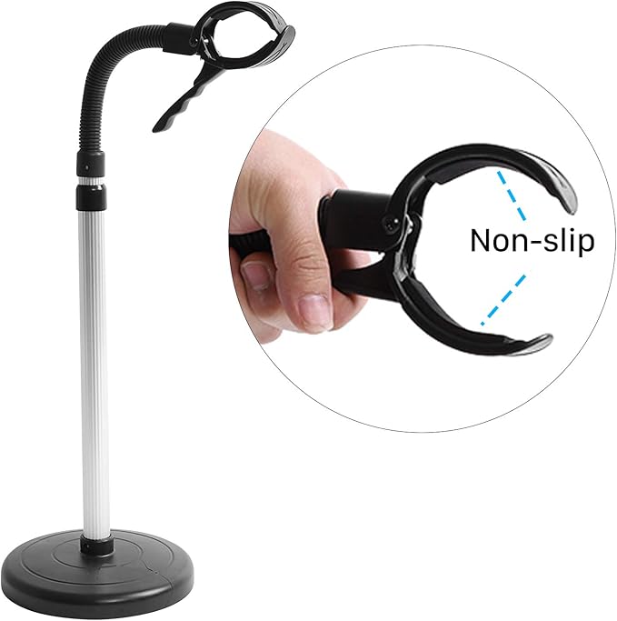Hair Dryer Stand, Stainless Steel Hands-Free Blow Dryer Holder Adjustable 360° Rotating Hairdryer Holder for Countertop Dog Pet Cat Grooming