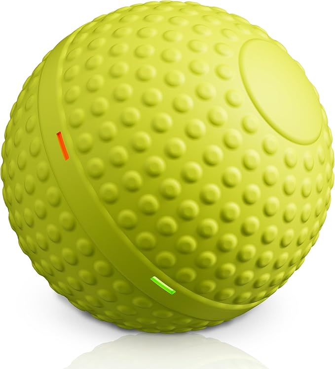 SNOYWEN Smart Interactive Dog Balls, Durable Food-Grade Rubber Material, Automatic Moving, Bouncing, Rotating Toy with Light for Medium, Large Dogs, IPX7 Waterproof (Yellow)