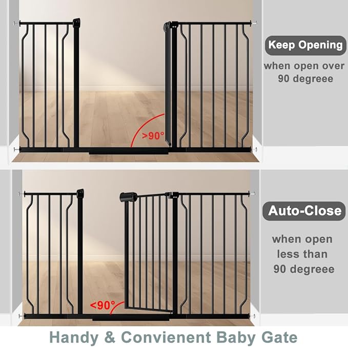 Fairy Baby Narrow Baby Gate for Doorways Stairs, 24-29 inch Wide Pressure Mounted Walk Through Metal Auto Close Safety Child Gates for Kids or Pets, Black