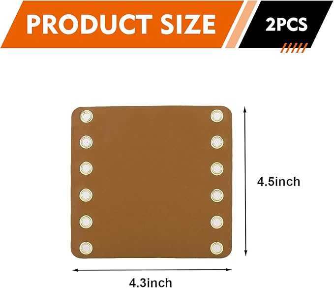 2 PCS Motorcycle Leather Handlebar Grip Covers, 4.5" x 4.4" PU Leather Anti-Slip Wrap-Around Handle Protectors with Adjustable Strap, Universal Motorcycle Modification Accessories (Brown)